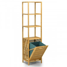bambusowy organizer z chowanym koszem na pranie 40 x 33 x 160 cm