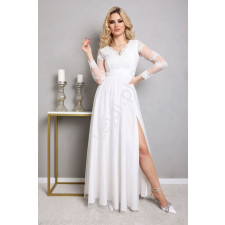 biała tiulowa długa suknia ślubna z elegancką koronką, adel 2