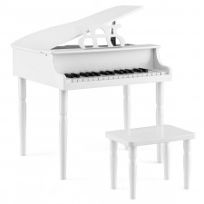 Biały fortepian ze stołkiem dla dzieci