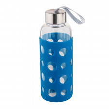bidon butelka na wodę szklana w silikonowej osłonie altom design 425 ml niebieska