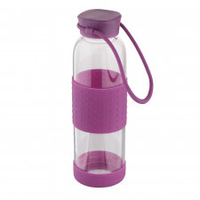bidon butelka na wodę szklana w silikonowej osłonie altom design 550 ml fioletowa