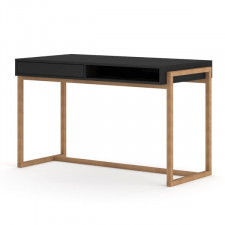 biurko otto 126 x 64 x 76 cm, 1 szuflada, czarny mat, podstawa lite drewno bukowego
