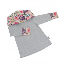 bluza z komino - kapturem kolorowe kwiaty 104/110 
