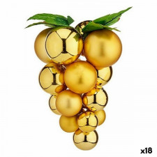 Bombka świąteczna Winogrona Mały Złoty Plastikowy 14 x 14 x 25 cm (18 Sztuk)