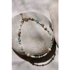 Bransoletka z kamieniem księżycowym, apatytem i naturalną perłą