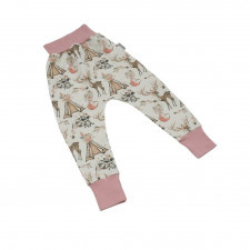  cienkie spodnie new born boho girl z różowym 62/68 