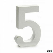 Cyfry 5 Drewno Biały (2 x 16 x 14,5 cm) (24 Sztuk)