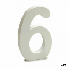 Cyfry 6 Drewno Biały (1,8 x 21 x 17 cm) (12 Sztuk)
