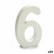 Cyfry 6 Drewno Biały (2 x 16 x 14,5 cm) (24 Sztuk)