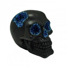czarna czaszka niebieski kryształ - figurka dekoracyjna