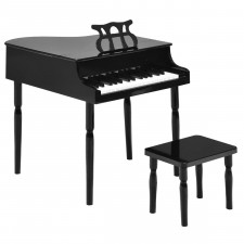 Czarny fortepian ze stołkiem dla dzieci