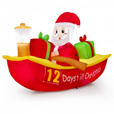 Dekoracja dmuchana Święty Mikołaj w łodzi