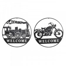 Dekoracja ścienna DKD Home Decor 100 x 1 x 100 cm 99 x 1 x 99 cm Czarny Motocykl Vintage (2 Sztuk)