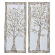Dekoracja ścienna DKD Home Decor 20 x 2,5 x 46 cm Drzewo Brązowy Biały (2 Sztuk)
