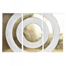 Dekoracja ścienna DKD Home Decor 3 Części Złoty Metal Biały Orientalny (120 x 2 x 80 cm)