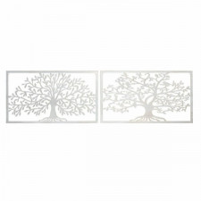 Dekoracja ścienna DKD Home Decor 84,5 x 1 x 49 cm Drzewo Biały Cottage (2 Sztuk)
