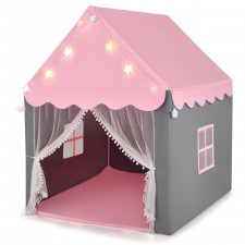Domek dla dzieci z ramą z PVC z bawełnianą matą podłogową i świecącymi gwiazdkami
