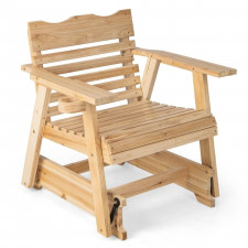 Drewniany fotel ogrodowy bujany