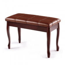 Drewniany stołek do pianina z wyściełaną poduszką i schowkiem na akcesoria