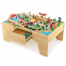 Drewniany stolik dla dzieci z torem i 84 elementami