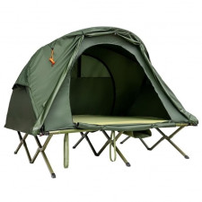 Dwuosobowy namiot kempingowy ze składanym łóżkiem zielony