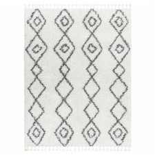 dywan z frędzlami shaggy clanton w marokańskie romby biały
