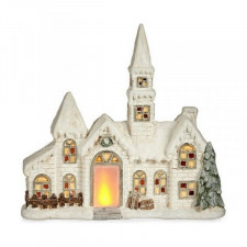 Figurka Dekoracyjna Boże Narodzenie Światło LED Dom 11 x 47,5 x 49 cm Biały Polyresin