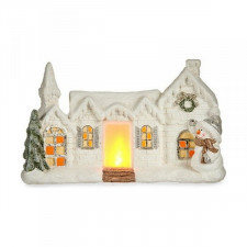 Figurka Dekoracyjna Boże Narodzenie Światło LED Dom Biały Polyresin 13 x 26,5 x 43 cm