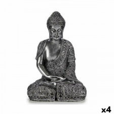 Figurka Dekoracyjna Budda Na siedząco Srebrzysty 17 x 32,5 x 22 cm (4 Sztuk)