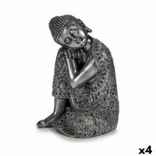 Figurka Dekoracyjna Budda Na siedząco Srebrzysty 20 x 30 x 20 cm (4 Sztuk)