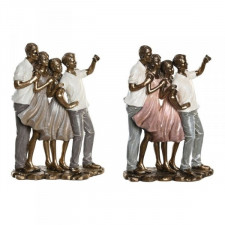 Figurka Dekoracyjna DKD Home Decor 18 x 10 x 25 cm Różowy Złoty Biały Rodzina (2 Sztuk)