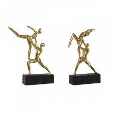 Figurka Dekoracyjna DKD Home Decor 21 x 5,5 x 25,5 cm Czarny Złoty Gimnastyk (2 Sztuk)