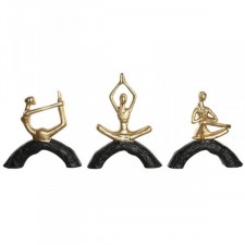 Figurka Dekoracyjna DKD Home Decor 28 x 7 x 35 cm 28 x 8 x 36 cm Czarny Złoty Yoga (3 Sztuk)