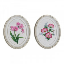 Figurka Dekoracyjna DKD Home Decor Biały Różowy Kvety 17 x 2,5 x 21,6 cm (2 Sztuk)