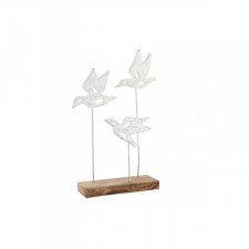 Figurka Dekoracyjna DKD Home Decor Brązowy Biały Żelazo Drewno mango Ptaki (32 x 10 x 51 cm)