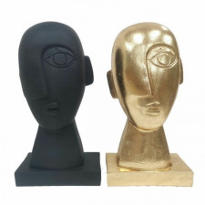 Figurka Dekoracyjna DKD Home Decor Twarz Czarny Złoty 14,5 x 10,5 x 27,5 cm (2 Sztuk)