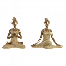 Figurka Dekoracyjna DKD Home Decor Złoty Yoga 19,5 x 11,5 x 18 cm (2 Sztuk)