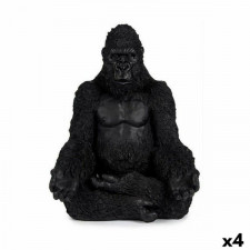 Figurka Dekoracyjna Goryl Yoga Czarny 19 x 26,5 x 22 cm (4 Sztuk)