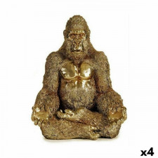 Figurka Dekoracyjna Goryl Yoga Złoty 19 x 26,5 x 22 cm (4 Sztuk)