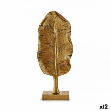 Figurka Dekoracyjna Liść roślin Złoty 6,5 x 33,3 x 10 cm (12 Sztuk)