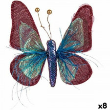 Figurka Dekoracyjna Motyl Niebieski Różowy 14 x 3 x 18 cm (8 Sztuk)