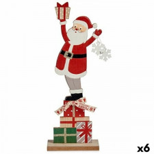 Figurka Dekoracyjna Święty Mikołaj Biały Czerwony Szary Drewno 7 x 40 x 14 cm (6 Sztuk)