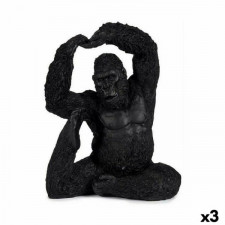 Figurka Dekoracyjna Yoga Goryl Czarny 15,2 x 31,5 x 26,5 cm (3 Sztuk)
