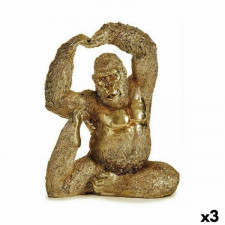Figurka Dekoracyjna Yoga Goryl Złoty 14 x 30 x 25,5 cm (3 Sztuk)
