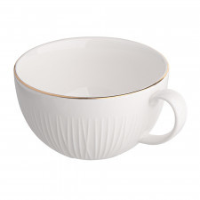 filiżanka do kawy i herbaty porcelanowa altom design alessia złota linia kremowa 300 ml