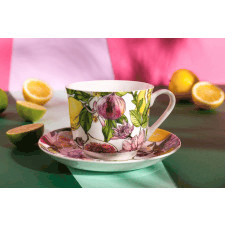 filiżanka do kawy i herbaty ze spodkiem porcelanowa altom design lemon 400 ml