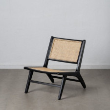 Fotel 60,5 x 73,5 x 72,5 cm Naturalny Czarny Drewno Rattan