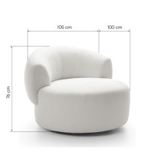Fotel obrotowy Tisso 105 cm, zaokrąglony, boucle
