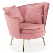 fotel welurowy almond różowy/złoty