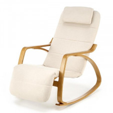 Fotel z funkcją kołyski Prime, tkanina beżowa, płozy drewno lite 